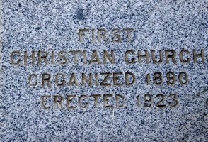 Original cornerstone of Compass Church: First Christian Church Established 1880 Erected 1923